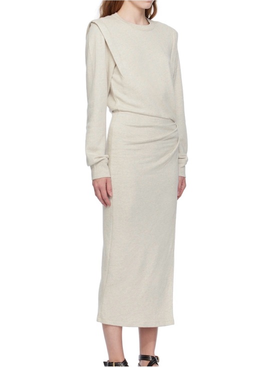 Isabel Etoile Marant Dresses & Skirts - Isabel Marant Etoile Beige Mafalda Midi Dress size 34 Crew Neck Long Sleeves